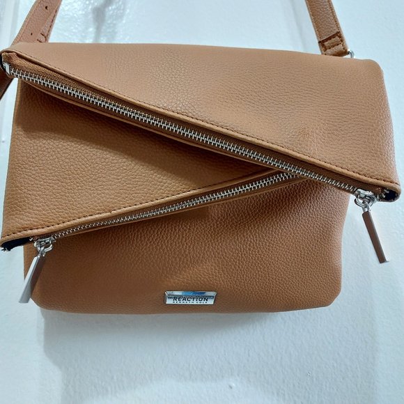 Kenneth Cole Multi Layer Zipper Fold Over Messenger Stylish Crossbody Bag - Picture 10 of 10